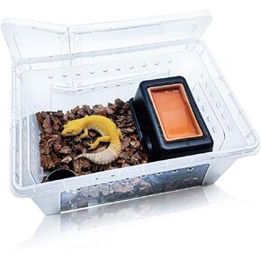 Hamiledyi 2PCS Reptile Feeding Box Snake Breeding Box Transparent Animal Habitat Cage Portable Plastic Turtle Transport Container for Bearded Dragon Lizard Spider Frog Scorpion Gecko 12.6 x 8.6 x 5.9