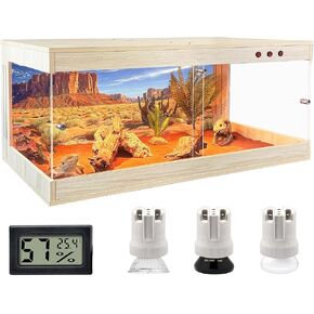 Royxen Bearded Dragon Tank 63 Gallons, Reptile Tank with Built-in Lamp Fixtures, Snake Tank, Reptile Enclosure, Lizard Tank, 40" Wide, Oak