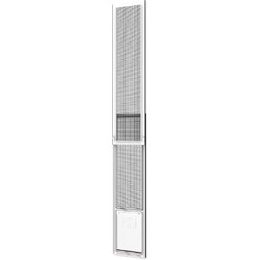 V2 Patio Pet Door Screen لوحة إدخال للأبواب المنزلق ، وتناسب مسار الباب Min HT 59.05 "إلى Max HT 84.25" ، شبكة مقاومة للأشعة فوق البنفسجية ، قفل باب المغناطيسي ، سهلة التثبيت والإزالة ، المتوسطة ، أبيض