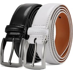 حزام اللباس الجلدي الأصلي للرجال للرجال 2Pack - حزام الأعمال الكلاسيكي المصنوع يدويًا ، حزامًا تجاريًا للجلود ، بنسبة 100 ٪ من جلد البقر ،