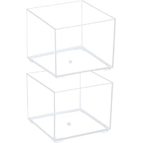 NatSumeBasics 2 Clear Paper Clip Holder Acrylic Desk Organizer Sticky Note Business Card Holder Storage for Home Office Combination Accessories (Clear, Small) in Kuwait