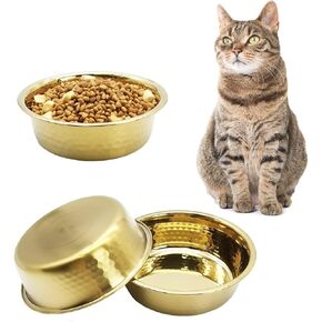 kathson 3pcs Premium Stainless Steel Dog Bowls, Hammered Thickened Metal Dog Bowl Feeding or Water Bowls for Small/Meidum/Large Sized Dogs&Cats Stackable Metal Cat Bowl Dishwasher Safe 8.7 Dia.
