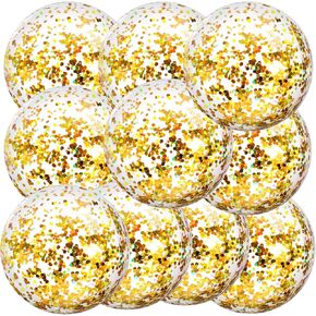 Civaner 10 Pieces Inflatable Beach Balls 16 Inch Glitter Summer Swimming Pool Balls Wedding Outdoor Decor Ornaments Floatable Confetti Decoration for Beach Xmas Party Favor(Silver,Glitter)