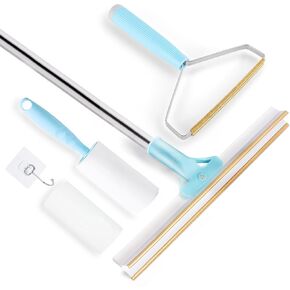 56’’Pet Hair Remover Set, Retractable Carpet Scraper Rake, Metal Fabric Edge Design, Reusable and Fixed Head Carpet Rake for Carpet,Couch,Car,Rug,Stairs