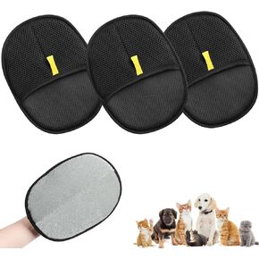 3PCS Pet Double-Sided Grooming Gloves, Pet Hair Removal Gloves for Dogs and Cats, Reusable Pet Hair Removal Gloves for Cleaning