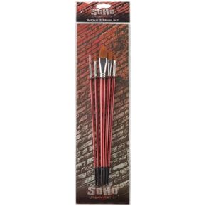 Soho Urban Artist Value Brush Sets - مجموعة من 5 فرش احترافية للطلاء والمبتدئين والفنانين والمزيد! - مجموعة النفط