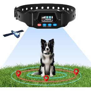 GPS Wireless Dog Fence, Electric Fence for Dogs Perimeter Dog Collar with 3 Warning Modes - Radius Up to 33-9999 Yards Wireless Fence for Large Dogs Only Outdoor Use