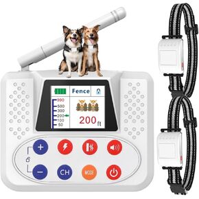 Wireless Dog Fence System, 2025 Electric Fence for Dog & Training Collar with Big LCD Screen, Portable Wireless Fence with 2.4GPFC Antenna, Waterproof & Adjustable Dog Perimeter Collar