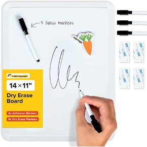 X-bet MAGNET Dry Erase Board, 14"x11", White & Modern Frame, Includes 5 Markers - Ideal for Kids, Students & Home Office
