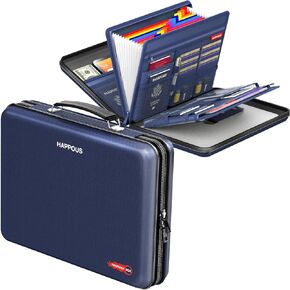 Fireproof Document Organizer, Expanding File Organizer with 13 Pockets, Portable Fireproof Document Box Hard-Shell Document Organizer Storage for Documents Laptop Passports Cards Black