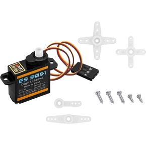 HAWK'S WORK 4 Pcs 4.8G Servo, Micro Digital Servo for Robot Arm RC Plane Helicopter Car Boat, Coreless Motor Mini Servo for STEM & Raspberry Pi Project (Emax ES 9051 II)