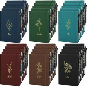 Aodaer 30 Pack Glack Gardcover Aesthetic Noteboor مع الأقلام 5.7 × 8.3 بوصة A5 دفاتر اليومية 128 صفحة 100 GSM PU الجلود مع حامل القلم للكتابة ، العمل ، الأعمال ، المدرسة ، متعددة الألوان العميقة