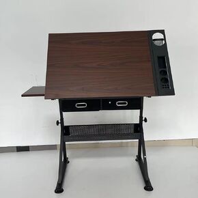 Drafting Table Art Desk Drawing Table Height Adjustable Artist Table Tilted Tabletop w/Drafting Stool and Storage Drawer for Reading, Writing (One stools)