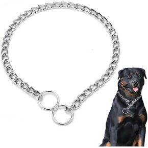 Chain Dog Choke Collar for Large Dogs,Heavy Chain Dog Metal Training Collars, Adjustable Metal Necklace Martingale Puppy Collars for XXS XS Small Medium Large Big XL Breed Dogs, Silver L