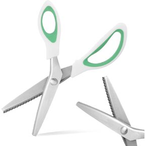 Pinking Shears for Fabric Cutting 9.65 Inch Zig Zag Scissors Professional Handheld Dressmaking Sharp Comfort Grips Suitable Scrapbook Sewing Fabrics Leather Craft Paper Adults Stainless Steel