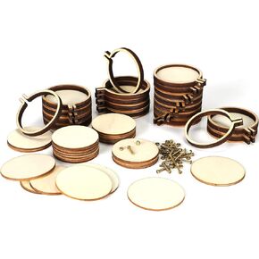 Jetec 20 Pieces 2 Inch Mini Embroidery Hoops Wooden Small Tiny Embroidery Hoops Adjustable Circle Cross Stitch Ring Bulk for Home Ornaments Art Craft Handy Sewing