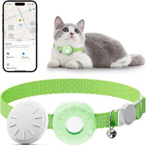 Pet Tracker for Cats ، GPS Cat Tracker ، Smart Pet Location Tracker مع طوق وحامل ، جهاز تتبع GPS المقاوم للماء ، لا توجد رسوم شهرية ، يعمل مع Apple Find My (iOS Only) -lack
