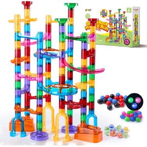 Joyin 137pcs متوهجة الرخام - بناء لبنات البناء مع 15 توهج في الرخام البلاستيكي المظلم ، لعبة STEM للبنين والبنات