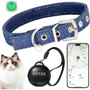 Cat Tracker GPS Collar No Monthly Fee, Real-Time Mini Pet Tracker for Small Medium Large Kittens, Reflective Waterproof Cat Tracking Collar with Bell, Indoor & Outdoor (Only for iOS)