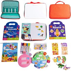 Travel Coloring Kit for Kids - Toddler Travel Toys, My Preschool Busy Book, Roadtrip Essentials for Kids, Airplane Activities for Kids Ages 4-8, Preschool Workbooks Age 3-4, Aqua Art