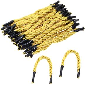 ONLYKXY 50pcs Solid Braided Twisted Handle Rope with Plastic Ends for Bag Box,3 Satins Xmas Shiny Reusable Decorative Replacement Carrying Portable Thread Cord Trim String (13.7inch)