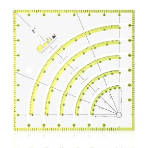 8 Inch Acrylic Fabric Ruler Quilting Ruler Multifunctional Arc Guide Cutting Square Ruler Quilt Circle Cutter Ruler Quilting Supplies and Tools for Quilting, Sewing, Crafts, Pattern Making