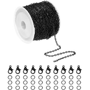MECCANIXITY 39ft Gold Chain for Jewelry Making,White Paper Clip Necklace Chains Bulk with Jump Rings and Lobster Clasps for Bracelet DIY Crafts-0.12 inch