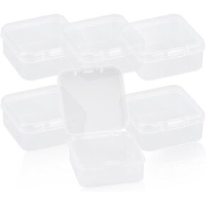 6Pcs Clear Plastic Storage Box, Mini Rectangular Empty Containers Box Case with Lid for Beads Business Cards Pills Small Items (6.5 * 4.5 * 2cm)