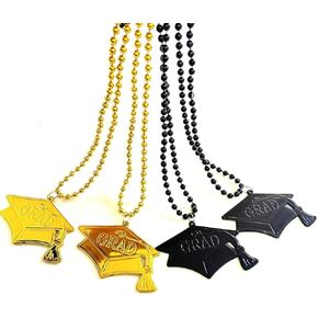 30 Pcs Graduation Cap Gold Black Party Pendant Beads Graduation Cap Shape Beads Party Favor Gifts Supplies