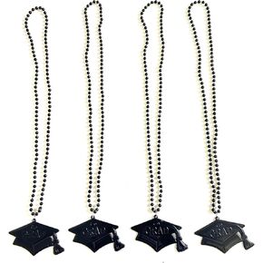 30 Pcs Graduation Cap Black Party Pendant Beads Graduation Cap Shape Beads Party Favor Gifts Supplies