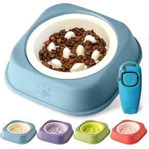 Slow Feeder Dog Bowls Ceramic Puppy Feeding Bowl for Small Dogs Cat Slow Feeder Bowl Protecting Cat and Dog Whiskers Preventing Choking with 2-in-1 Multifunctional Training Whistle