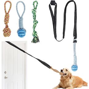 Interactive Dog Tug of War Toy with 4Pcs,Outdoor Dog Bungee Toy, Hanging from Tree,Interactive Exercise Play Rope, for Small/Medium Dogs with Aggressive Chewing Habits,Dogs Rope Toys