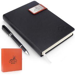 Daily Planner and Gratitude Mind Journal for Men - 5 Minute Gratitude Journal for Productivity, Mindset - Leather 90 Day Guided Journal with Prompts and Challenges - Gift Box with