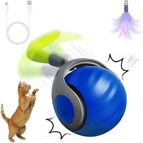 Tappy Tail 2.0 ، لعبة Cat Tail العاجلة ، لعبة Cat Tail 2.0 السريعة ، كرات ألعاب القط التفاعلية للقطط الداخلية ، سرعتين ، كرة قطة أوتوماتيكية قابلة للشفقة من USB مع ذيل سريع (برتقالي)