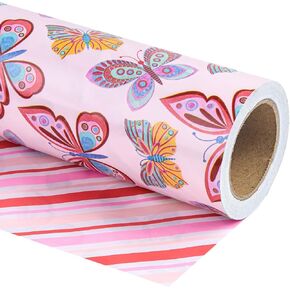 WRAPAHOLOCILICAL ASSIBLE DAME WARVing ورقة - لفة صغيرة - 17 بوصة × 33 قدمًا - عيد أم سعيد وتصميم POLKA DOT ، مثالي للحفلة ، العطلة ، الزفاف ، استحمام الطفل