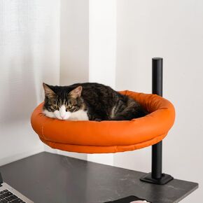 سرير مكتب Cat ، 360 درجة قابلة للتعديل جثم القط مع غطاء جلدي ، سرير قط العش المكتبي ، يدعم ما يصل إلى 50 رطلاً ، مقاوم للخدش ، مقاوم للماء