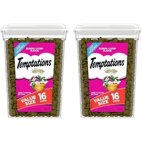 Temptations Classic Crunchy and Soft Cat Treats Blissful Catnip Flavor, 16 Ounce (Pack of 2)