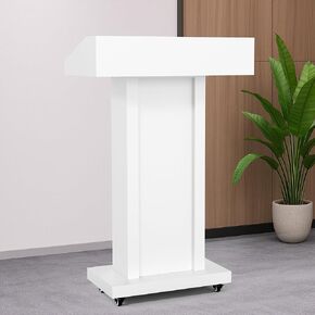 GARVIN Black Metal Podium Stand for Lectern Presentation, Heavy-Duty Metal Pulpits for Churches, Classrooms and Conferences - with 4 Locking Wheels & Hidden 2-Tier Storage, 46.5"H