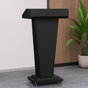GARVIN Black Metal Podium Stand with Wheels，Mobile Metal Lecterns & Podiums with Storage, Premium Pulpits for Churches, Classrooms and Conferences, Scratch-Resistant Surface, 46.5"H