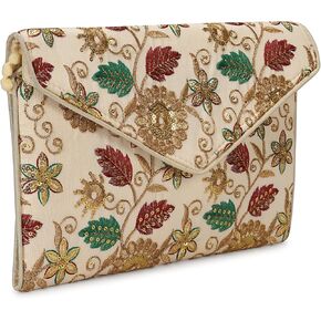 Rajasthani Indian Art Sling Bag Foldover Clutch Purse For Women, Indian Handcrafted Foldover Sling Clutch