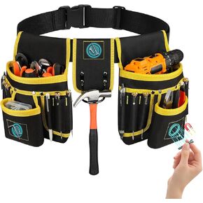 Tool Belt, UUP Magnetic Tool Pouch with 22 Pocket Tool Belts for Men Heavy Duty Tool Pouch Bag, Detachable & Adjustable Tool Bags for Carpenter, Electrician, Woodworker, Construction, Gifts for Dad
