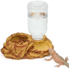 Aqua Kt reptile Escape Free Mealword Feeding Bowl and Water Storage Resoreer ، 2 in 1 let reptile freeer kit for protendian beated dragon snake reving