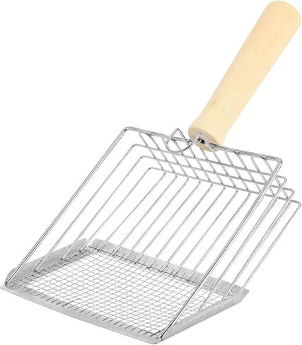 Metal Litter Scoop, Pooper Scooper with Wooden Handle, Cat Litter Deep Scoop, Metal Scooper & Speed Sifter Deep Shovel Scoop Filter,Kitten Pooper Lifter for Litter Box (Silver) in Kuwait
