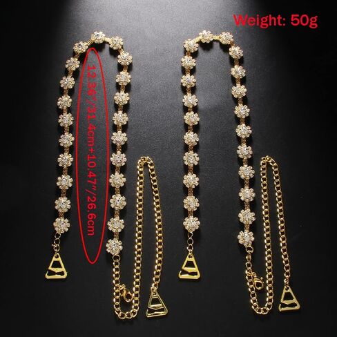 1 Pair Rhinestone Flower Shoulder Strap Bra Chain for Women Girls Crystal Wedding Bra Strap Festival Rave Underwear Straps Decoration Party Dress Lingerie Straps (Gold) in Saudi Arabia