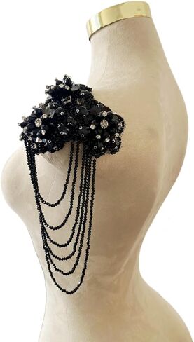 Handmade 3D Three-Dimensional Flower Rhinestones Applique Sewing Crystal Fringe Beads Sequins Patches Accessory for Wedding Dresses DIY Decorative 6X10inches 2PCS/Bag (Silver) in Kuwait