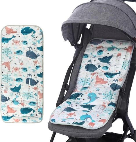 Stroller Seat Liner Breathable Cotton Baby Pushchair Pram Seat Cushion Universal Baby Carriage Cushion Reversible Seat Mat Pad for Stroller in Kuwait