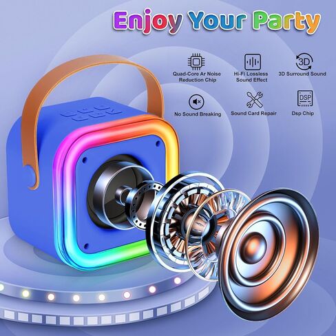 Mini Karaoke Machine for Kids ، Girl Toys Gifts ، Kids Karaoke Wireless Microphone مقابل 4،5،6،7،9،10،11،12 عامًا من الأولاد والبنات. in Kuwait