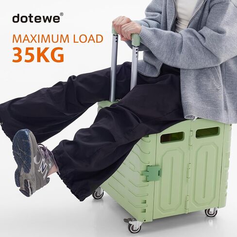 Folding Utility Cart Black Portable Rolling Crate Handcart Foldable Shopping Trolley Collapsible, with Lid, on Wheels, for Grocery, Garden, Office, Storage, Teacher, Tool (Green) in Saudi Arabia