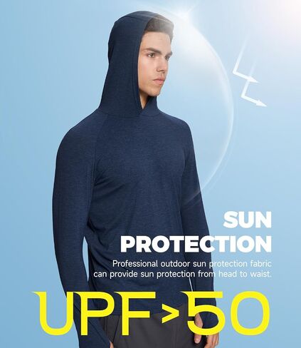 BAMBOO COOL Men's UPF 50+ Athletic Hoodies Soft Lightweight Sweatshirts Long Sleeve Pullover Sun Protection Hoodie Tops in Kuwait