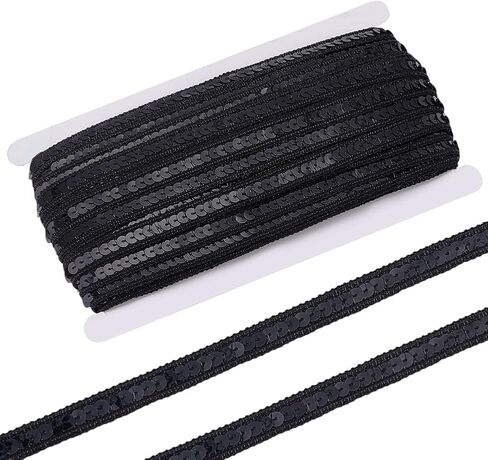 PH PandaHall 36 Yards Black Sequin Ribbon Trim 13mm Sequin Braid Trim Flat Glitter Ribbon Paillette Sequins Lace Trim for Sewing DIY Crafts Dress Costume Home Wedding Party Decorative in Kuwait